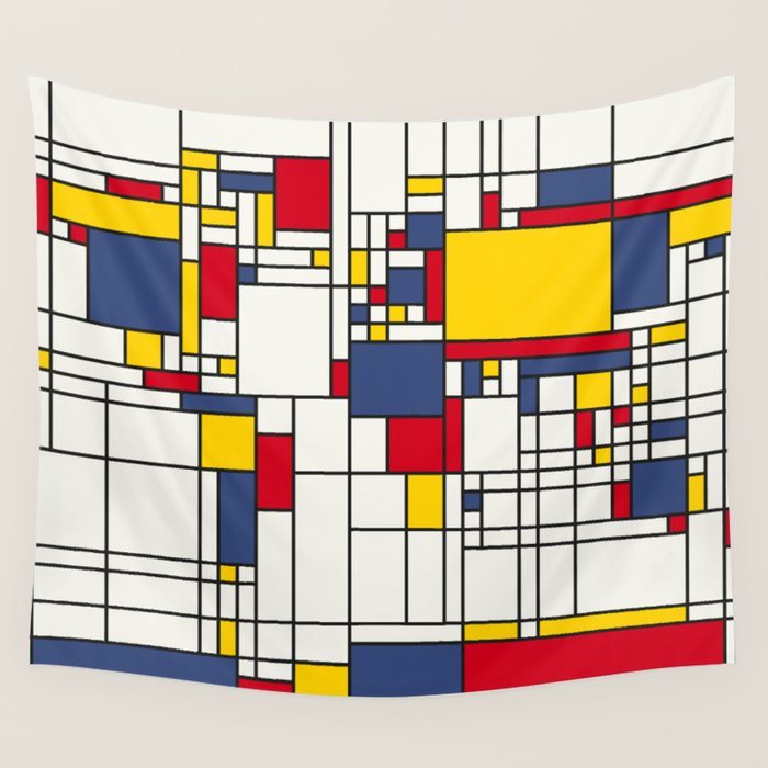 World Map Abstract Mondrian Style Wall Tapestry Gallery Image 4