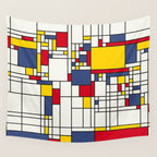 World Map Abstract Mondrian Style Wall Tapestry Gallery Image 4