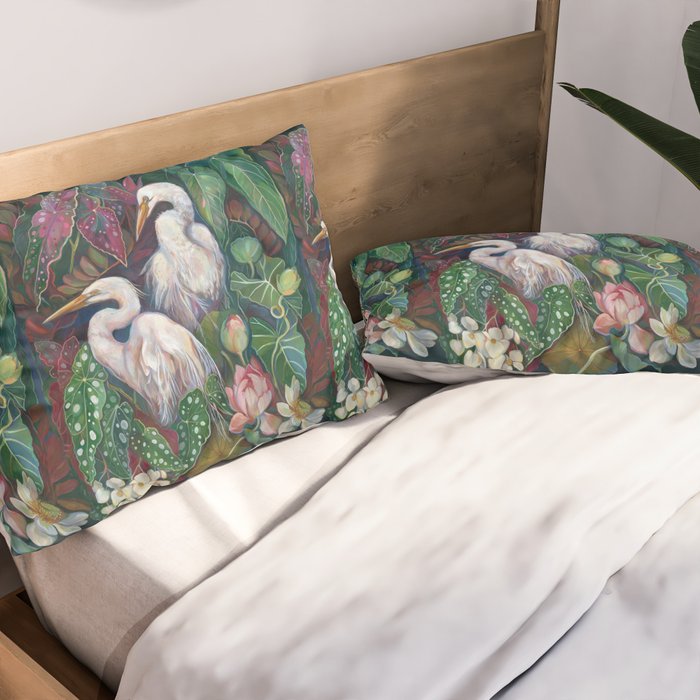 Begonia Egret  Pillow Sham Gallery Image 2