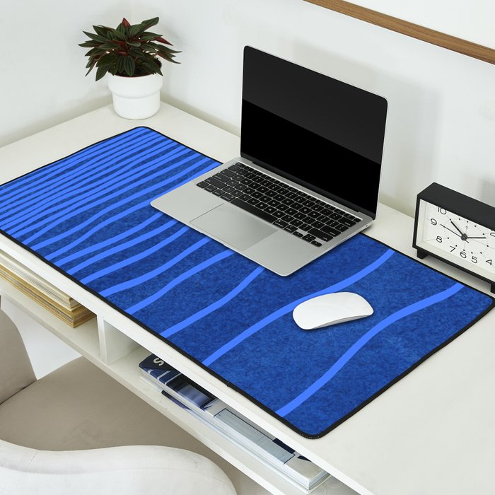 Wavy Stripes in Blue Desk Mat Gallery Image 2
