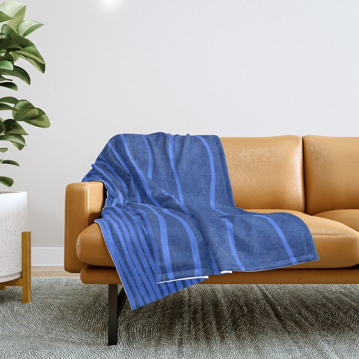 Wavy Stripes in Blue Throw Blanket Gallery Image 1