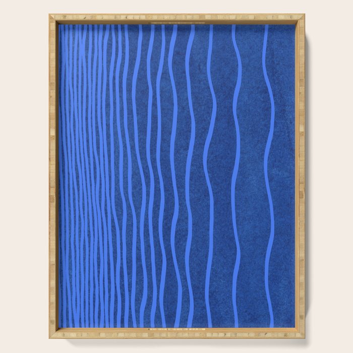 Wavy Stripes in Blue Serving Tray Gallery Image 1