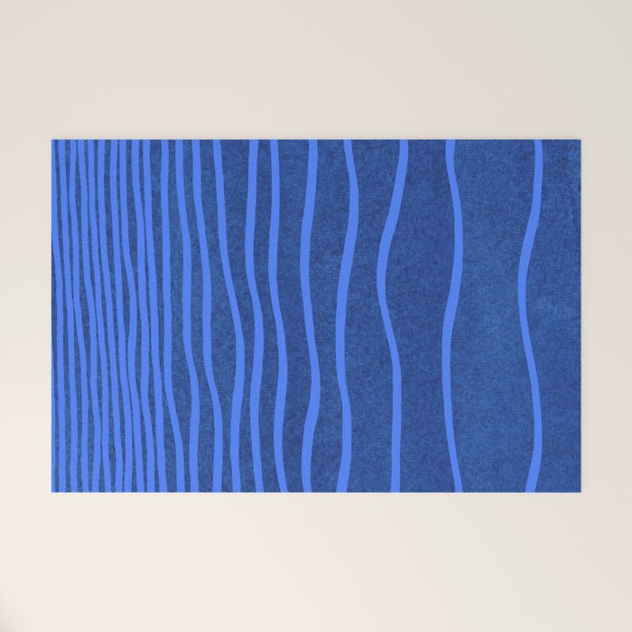 Wavy Stripes in Blue Welcome Mat Gallery Image 1