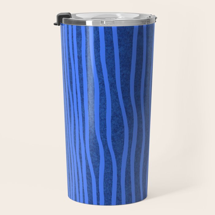 Wavy Stripes in Blue Travel Mug Gallery Image 3