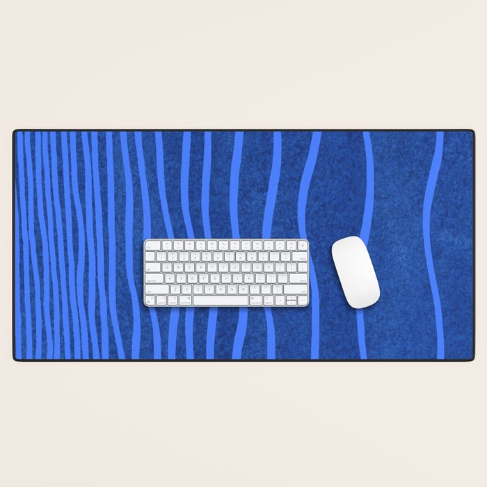 Wavy Stripes in Blue Desk Mat Gallery Image 1