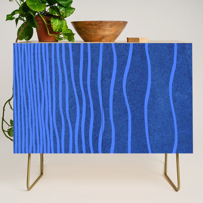 Wavy Stripes in Blue Credenza Gallery Image 1