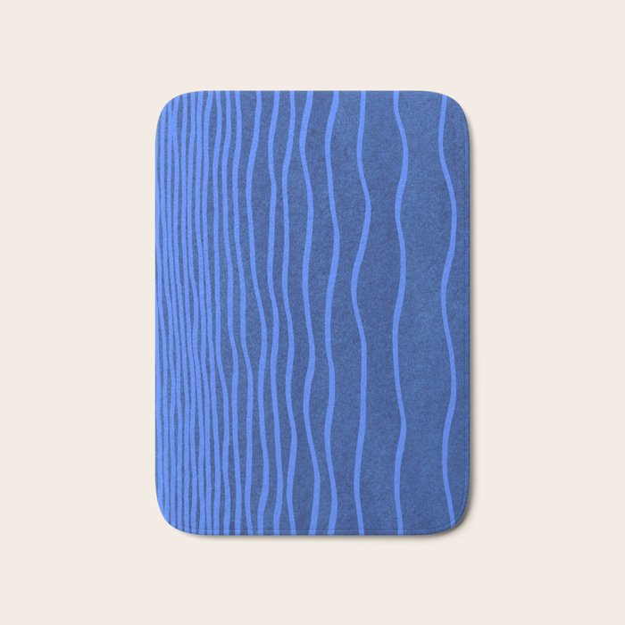 Wavy Stripes in Blue Bath Mat Gallery Image 1