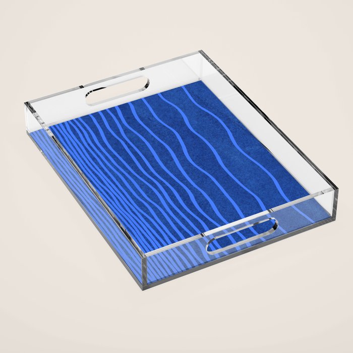 Wavy Stripes in Blue Acrylic Tray Gallery Image 1