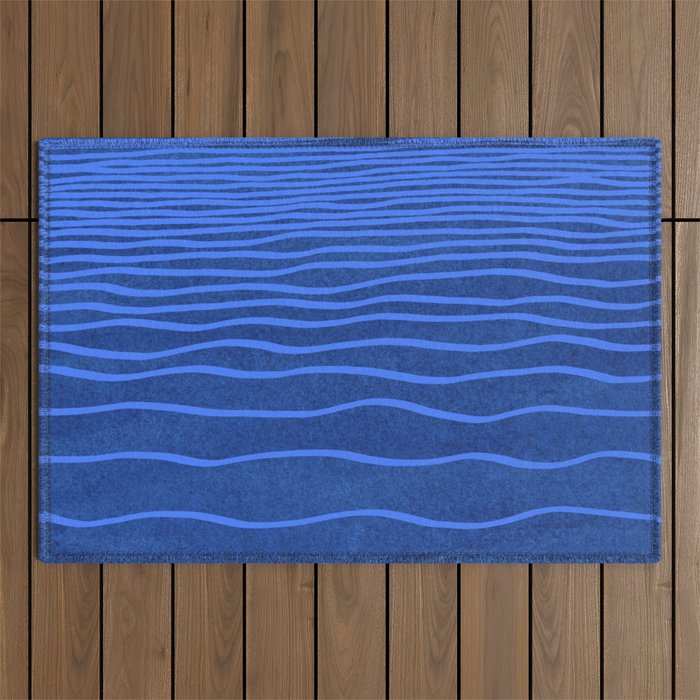 Wavy Stripes in Blue Outdoor Rug Gallery Image 1