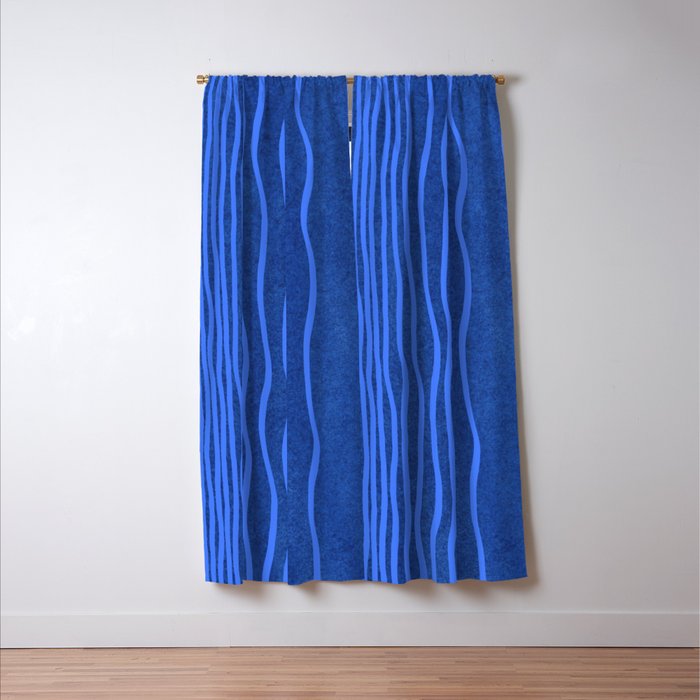 Wavy Stripes in Blue Window Curtain Gallery Image 3
