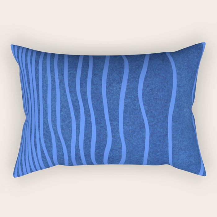 Wavy Stripes in Blue Rectangular Pillow Gallery Image 2