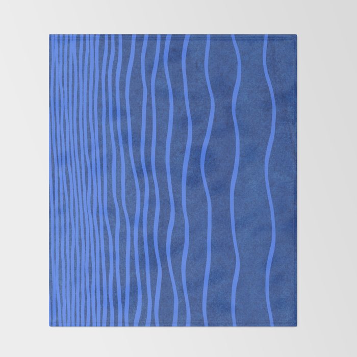 Wavy Stripes in Blue Throw Blanket Gallery Image 2