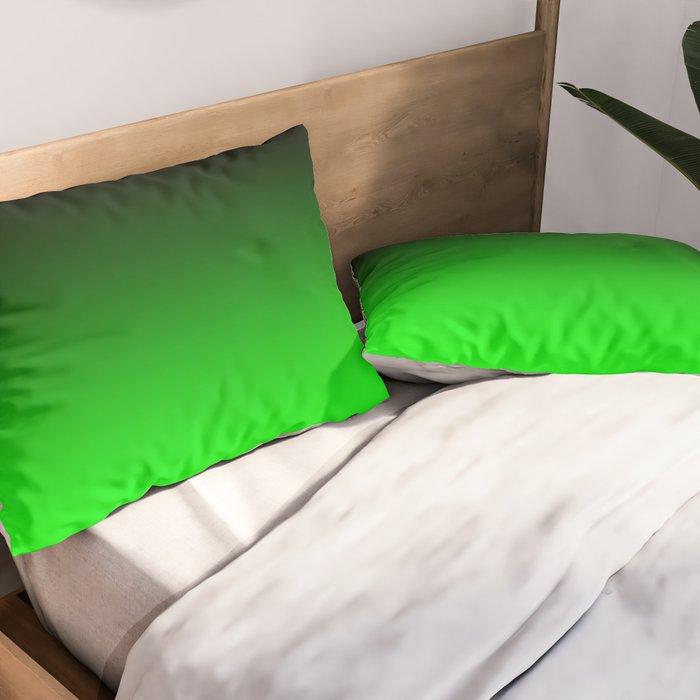 Black Lime Green Neon Nights Ombre Pillow Sham Gallery Image 2