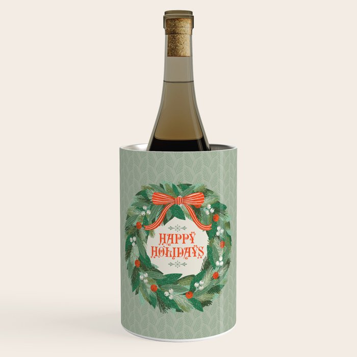 Happy Holidays Christmas Wreath Wine Chiller Gallery Image 1