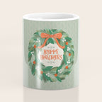 Happy Holidays Christmas Wreath Coffee Mug Gallery Image 4