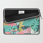 Flamingo Tropical, Colorful Modern Bohemian Eclectic Jungle Graphic Design, Blush Forest Gold Floral Laptop Sleeve Gallery Image 2