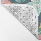 Flamingo Tropical, Colorful Modern Bohemian Eclectic Jungle Graphic Design, Blush Forest Gold Floral Bath Mat Gallery Image 2