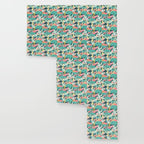 Flamingo Tropical, Colorful Modern Bohemian Eclectic Jungle Graphic Design, Blush Forest Gold Floral Wallpaper Gallery Image 3