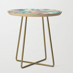 Flamingo Tropical, Colorful Modern Bohemian Eclectic Jungle Graphic Design, Blush Forest Gold Floral Side Table Gallery Image 1