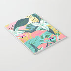 Flamingo Tropical, Colorful Modern Bohemian Eclectic Jungle Graphic Design, Blush Forest Gold Floral Notebook Gallery Image 3