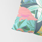 Flamingo Tropical, Colorful Modern Bohemian Eclectic Jungle Graphic Design, Blush Forest Gold Floral Pillow Sham Gallery Image 4