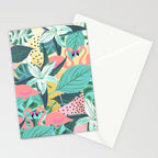 Flamingo Tropical, Colorful Modern Bohemian Eclectic Jungle Graphic Design, Blush Forest Gold Floral Stationery Card Gallery Image 2