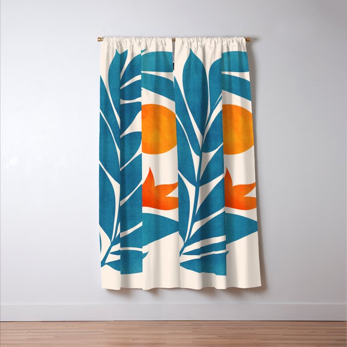 Teal Garden Sunset Window Curtain Gallery Image 3