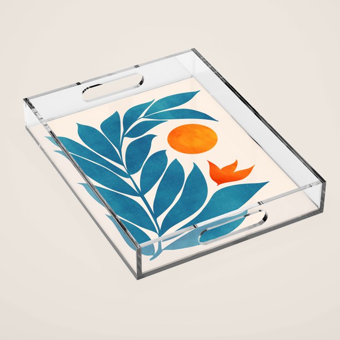 Teal Garden Sunset Acrylic Tray Gallery Image 1