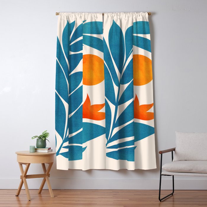 Teal Garden Sunset Window Curtain Gallery Image 5