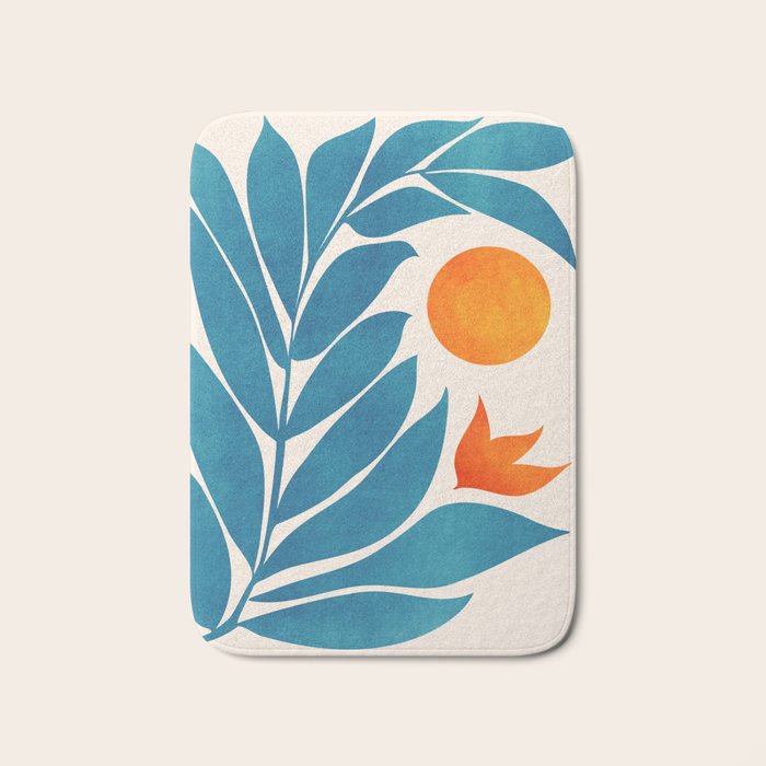Teal Garden Sunset Bath Mat Gallery Image 1