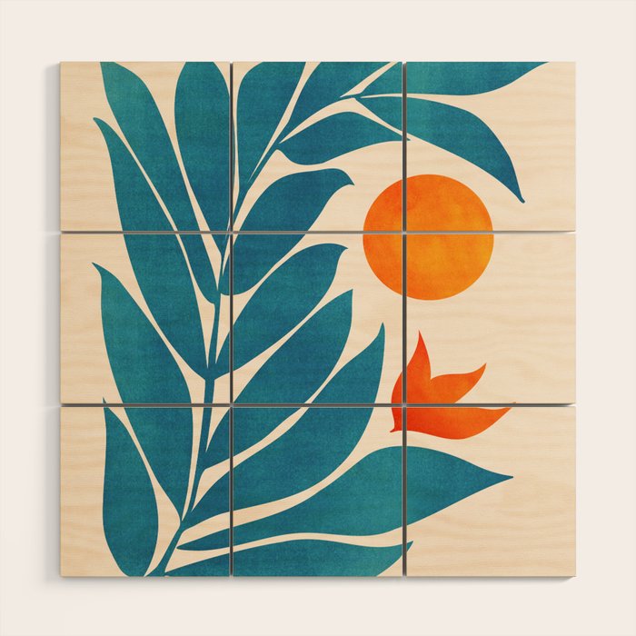 Teal Garden Sunset Wood Wall Art Gallery Image 1
