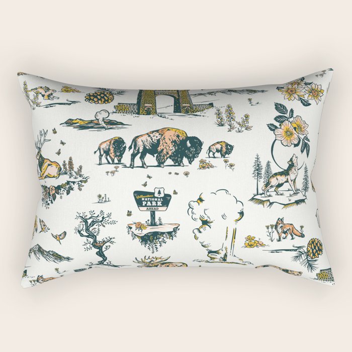 Yellowstone National Park Travel Pattern Design Rectangular Pillow Gallery Image 1