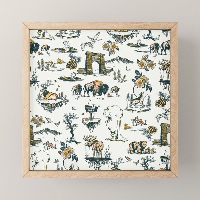 Yellowstone National Park Travel Pattern Design Mini Art Print Gallery Image 1