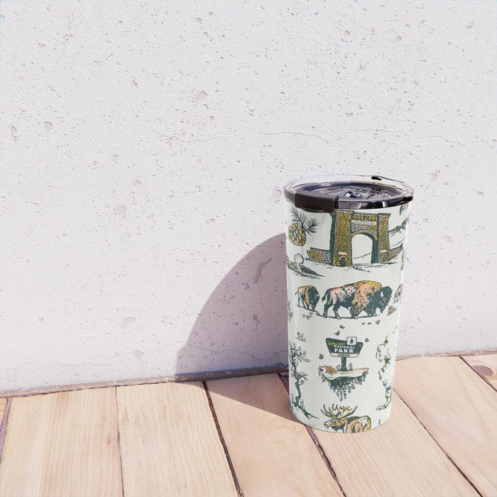 Yellowstone National Park Travel Pattern Design Travel Mug Gallery Image 4
