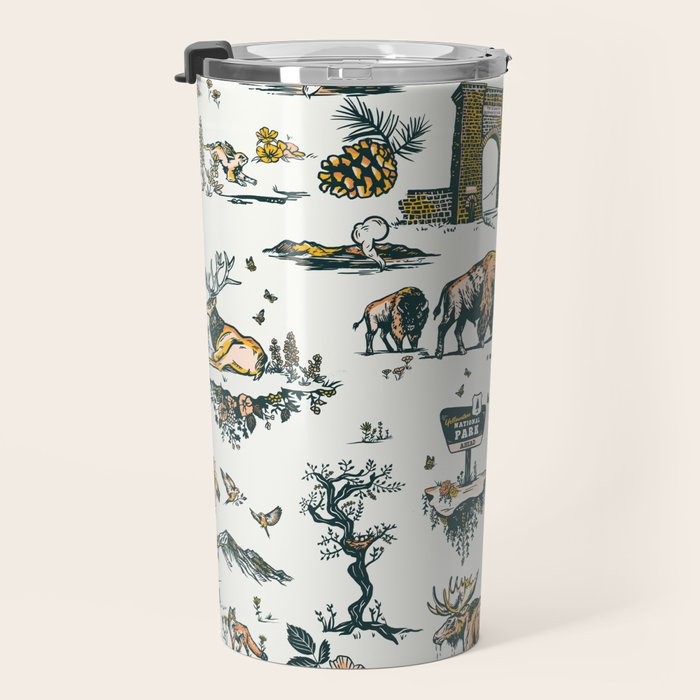 Yellowstone National Park Travel Pattern Design Travel Mug Gallery Image 3