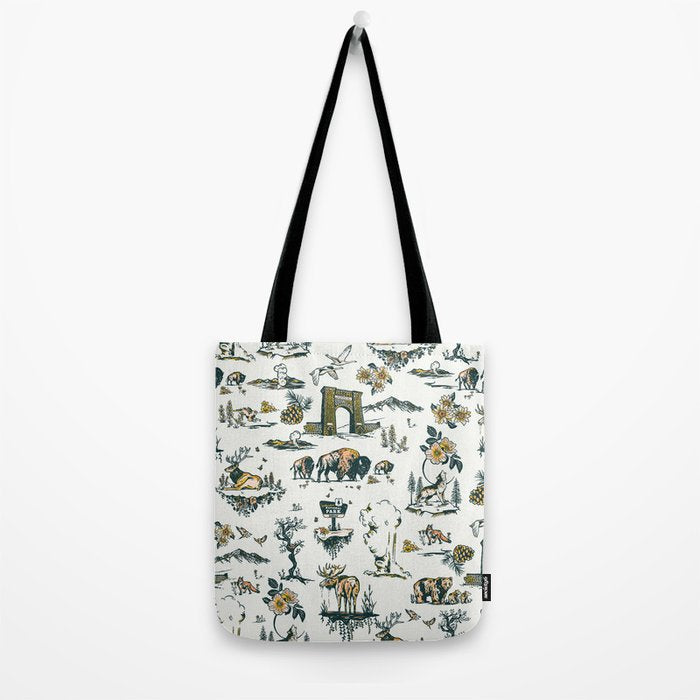 Yellowstone National Park Travel Pattern Design Tote Bag Gallery Image 2