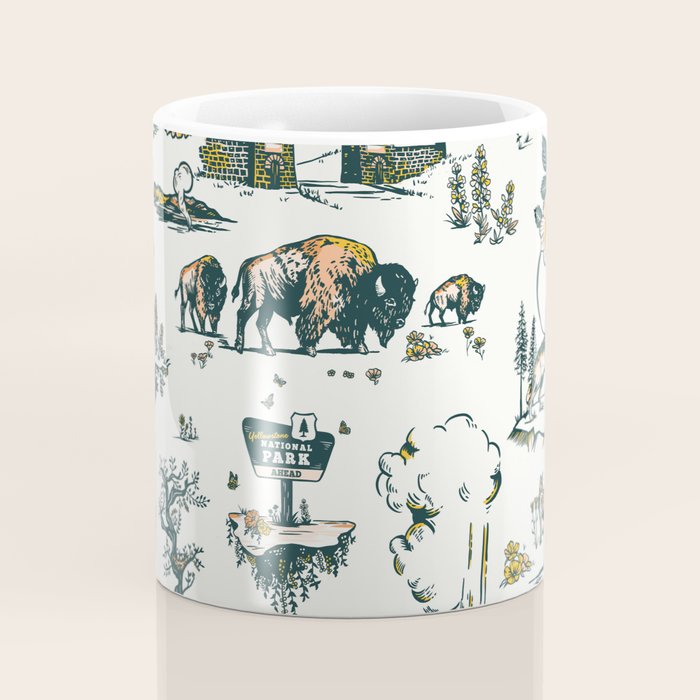 Yellowstone National Park Travel Pattern Design Coffee Mug Gallery Image 4