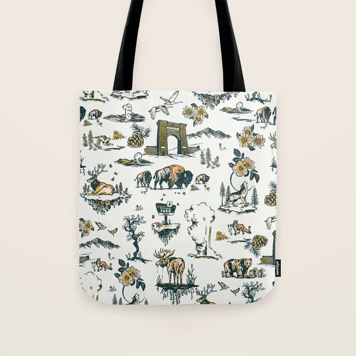 Yellowstone National Park Travel Pattern Design Tote Bag Gallery Image 1