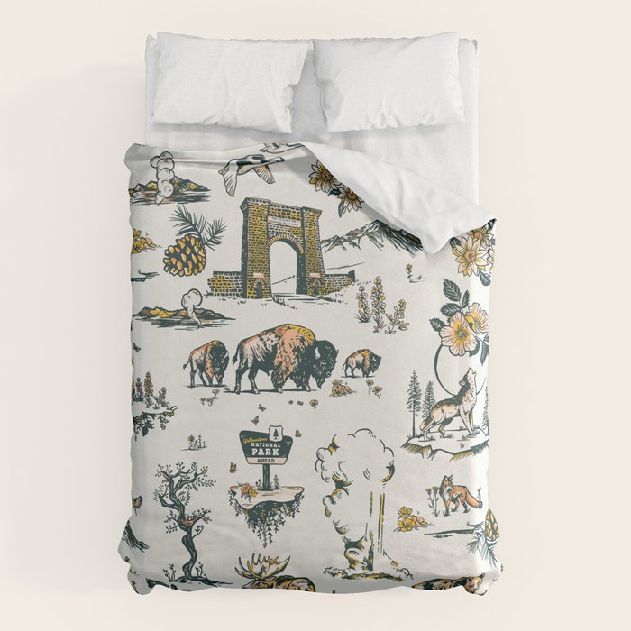 Yellowstone National Park Travel Pattern Design Duvet Cover Gallery Image 1