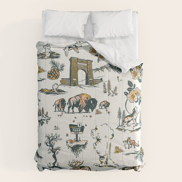 Yellowstone National Park Travel Pattern Design Comforter Gallery Image 6