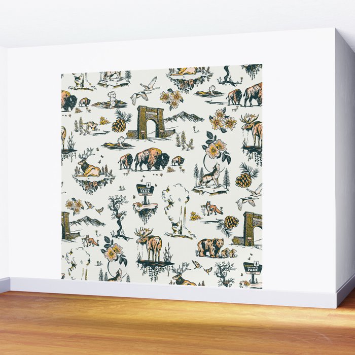 Yellowstone National Park Travel Pattern Design Wall Mural Gallery Image 2