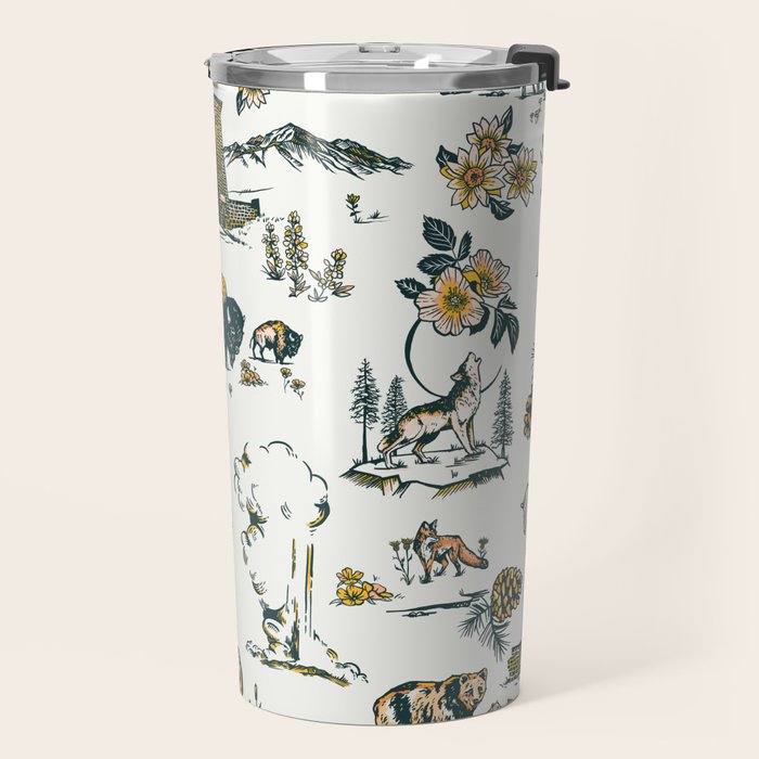 Yellowstone National Park Travel Pattern Design Travel Mug Gallery Image 2