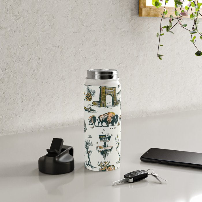 Yellowstone National Park Travel Pattern Design Water Bottle Gallery Image 4