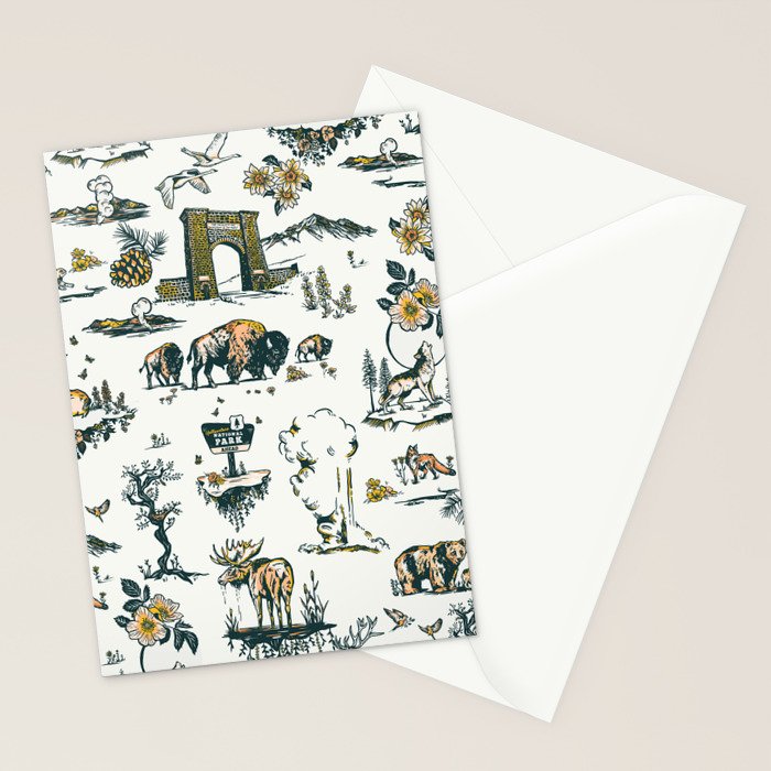 Yellowstone National Park Travel Pattern Design Stationery Card Gallery Image 2
