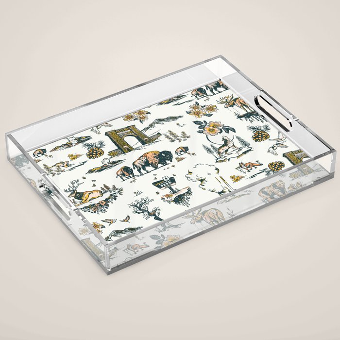 Yellowstone National Park Travel Pattern Design Acrylic Tray Gallery Image 1