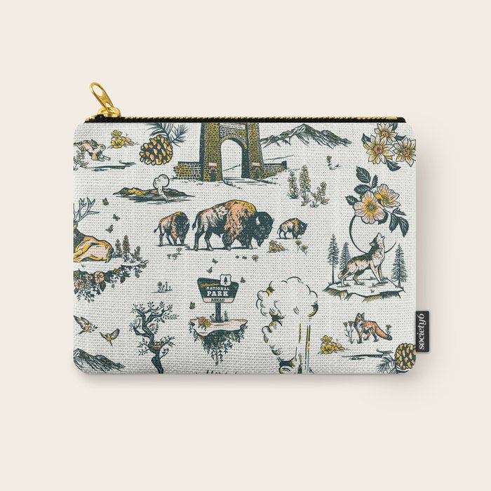 Yellowstone National Park Travel Pattern Design Carry All Pouch Gallery Image 1