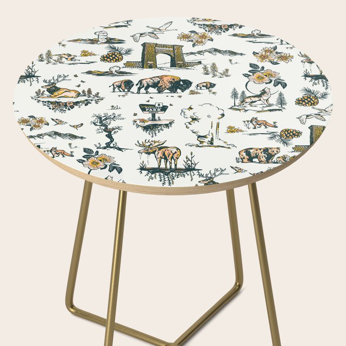 Yellowstone National Park Travel Pattern Design Side Table Gallery Image 2