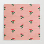Art Nouveau Single Tropical Flower - Pattern Wood Wall Art Gallery Image 1