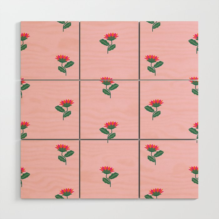 Art Nouveau Single Tropical Flower - Pattern Wood Wall Art Gallery Image 1