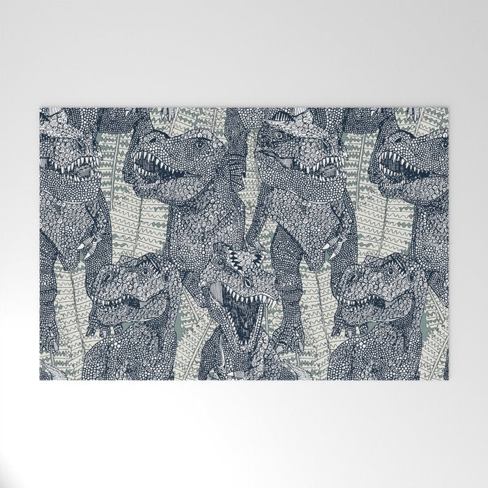 Tyrannosaurus rex indigo Welcome Mat Gallery Image 1